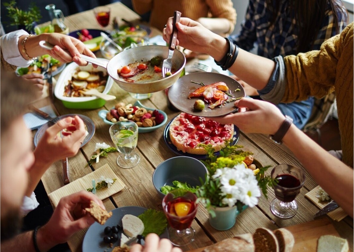Friends sharing a meal together